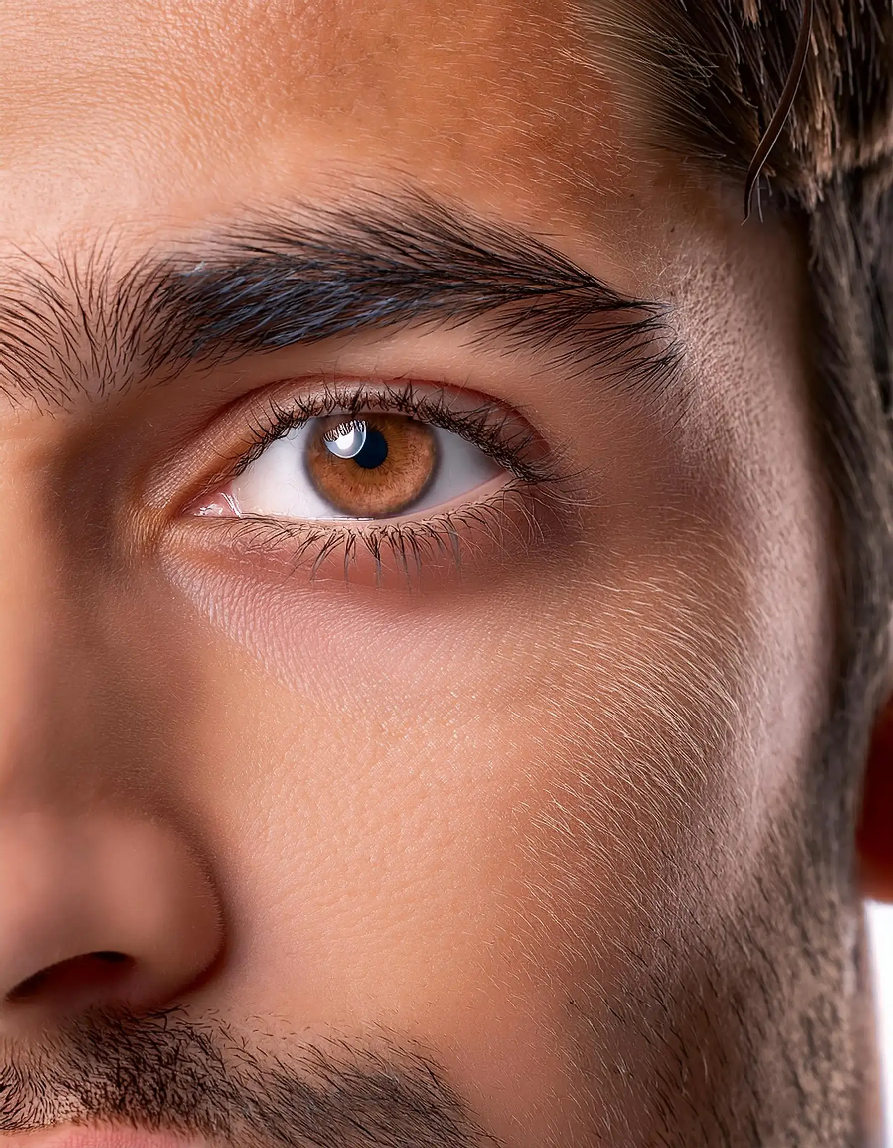 Enhance Your Look with Male Eyelash Extensions in Toronto - Firefly A man with almond shaped eyes enhanced by a tailored squirrel lash style looking polished y 1 5